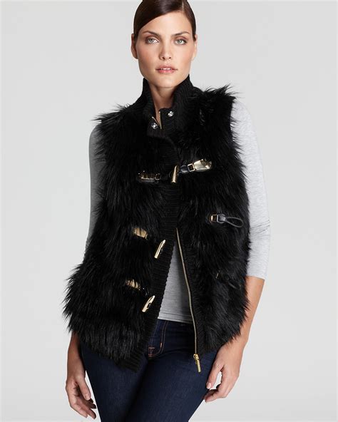 Shop MICHAEL Michael Kors Faux Fur Sweater Vest 